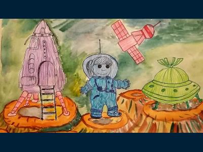 Картина. Автор: Самойлов Данила Юрьевич. Техника: смешенная техника. Класс: 1 Лунные сказки