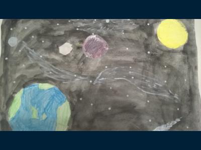 Картина. Автор: Мансурова Ралина. Техника: акварель. Класс: 1 "Мой космос"