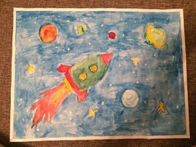 Картина. Автор: Салихова Мадина. Техника: акварель. Класс: 1 «Я и мой космос»