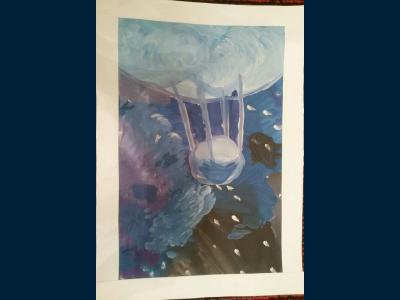 Картина. Автор: Точилкина Яна Васильевна. Техника: гуашь. Класс: 1 просторы космоса
