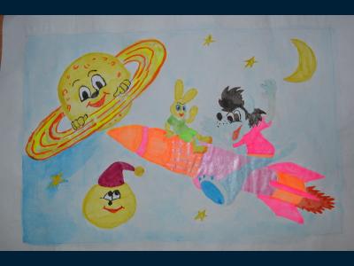 Картина. Автор: Танатарова Алсу. Техника: акварель. Класс: 1 Лунные сказки