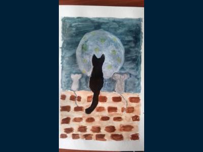 Картина. Автор: Кильметов Руслан. Техника: акварель. Класс: 1 мечты о луне