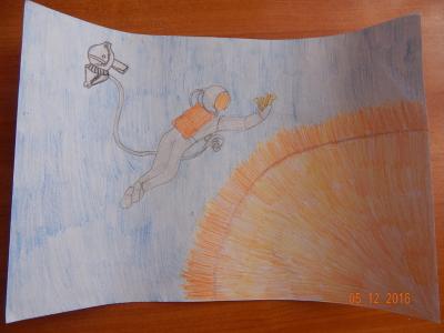 Картина. Автор: Гатауллин Данил. Техника: карандаш. Класс: 3 Я хочу быть космонавтам