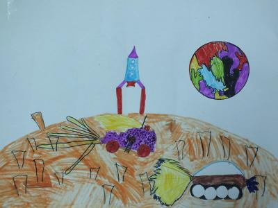 Картина. Автор: Кабиров Тимур. Техника: другая. Класс: 3 " Моя мечта-космос"