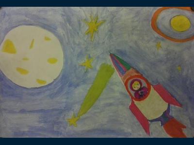 Картина. Автор: Хазиева Аделина. Техника: гуашь. Класс: 3 Загадочный космос.
