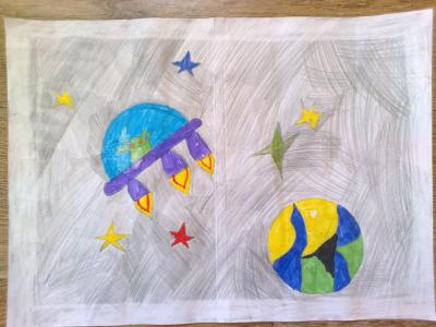 Картина. Автор: Зевахина Виолетта. Техника: акварель. Класс: 3 «Космические дали»