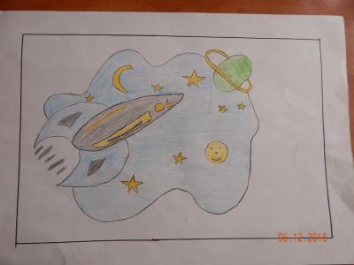 Картина. Автор: Макарова Валерия. Техника: акварель. Класс: 4 Космические дали