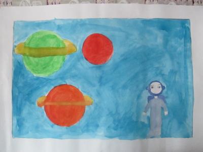 Картина. Автор: Нуритдинова Диана Тимуровна. Техника: акварель. Класс: 4 Я и мой космос