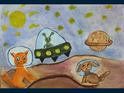 Картина. Автор: Кашафутдинова Карина. Техника: акварель. Класс: 7 Лунные сказки»
