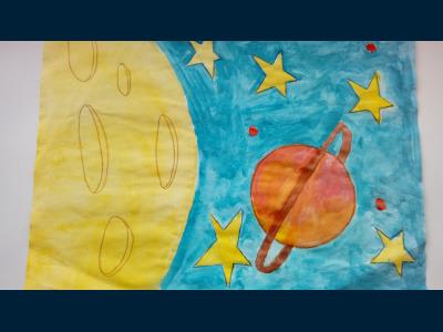 Картина. Автор: Янтурина Малика. Техника: акварель. Класс: 1 «Моя мечта-космос»
