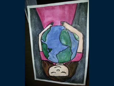 Картина. Автор: Ишмуратова Амалия. Техника: акварель. Класс: 1 мир, в котором я живу