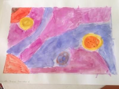 Картина. Автор: Исмагилова Залина. Техника: акварель. Класс: 1 космические дали