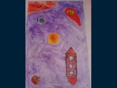 Картина. Автор: Абубакиров Шамиль. Техника: акварель. Класс: 1 события во вселенной