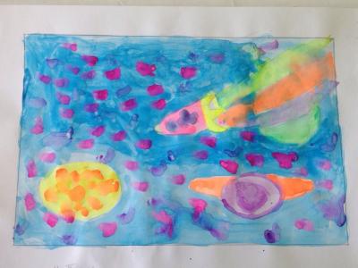 Картина. Автор: Кондратьева Виктория. Техника: акварель. Класс: 1 Цветущая планета