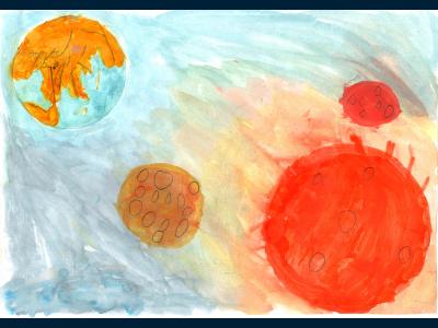 Картина. Автор: Родионов Роман. Техника: акварель. Класс: 1 "Космос"