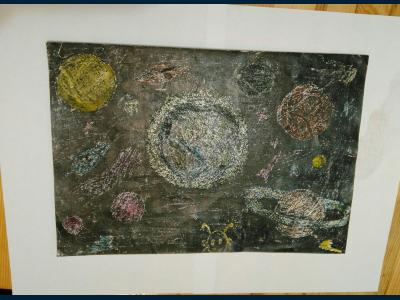 Картина. Автор: Баишев Урал. Техника: акварель. Класс: 1 Космическое путешествие