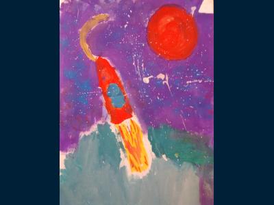 Картина. Автор: Мухаматьярова Алсу. Техника: акварель. Класс: 2 К новым звездам