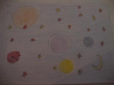 Картина. Автор: Мухаметшина Айгиль. Техника: карандаш. Класс: 2 Сокровища космоса