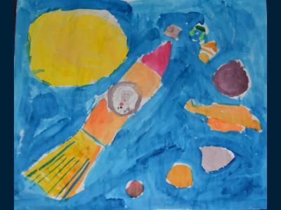 Картина. Автор: Сирбаева Дяна. Техника: акварель. Класс: 2 Лунные сказки.