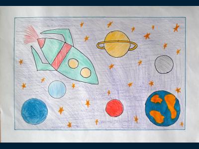 Картина. Автор: Бадретдинова Диана. Техника: карандаш. Класс: 3 Танец планет