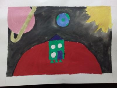 Картина. Автор: Яцюк Полина. Техника: гуашь. Класс: 3 дом на марсе