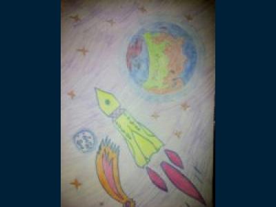 Картина. Автор: Сайфуллина Зария. Техника: смешанная техника. Класс: 3 "Космические дали"