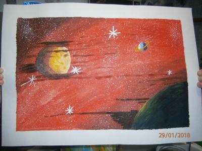 Картина. Автор: Юнусбаева Лиана. Техника: гуашь. Класс: 3 Глубокий космос