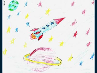 Картина. Автор: Абубакиров Султан. Техника: карандаш. Класс: 3 Мой космос