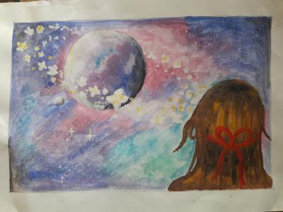 Картина. Автор: Кутлугулова Розалина. Техника: гуашь. Класс: 3 Я и мой космос