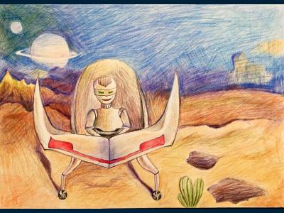 Картина. Автор: Давлетбаев Динислам. Техника: смешанная техника. Класс: 4 Космический мир