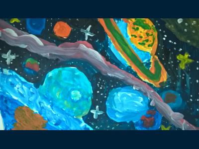 Картина. Автор: Низамова Алина. Техника: гуашь. Класс: 4 Космос