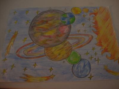 Картина. Автор: Низамов Сергей. Техника: карандаш. Класс: 4 космический мир моими глазами