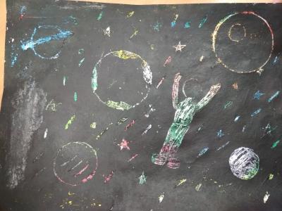 Картина. Автор: Ибрагимова Азалия. Техника: другая. Класс: 5 Я и мой космический мир