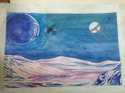 Картина. Автор: Сафаргалина Зинира. Техника: акварель. Класс: 6 космические дали