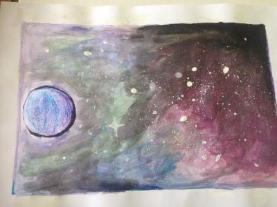 Картина. Автор: Баймухаметова Алия Ишиухаметовна. Техника: акварель. Класс: 6 лунные сказки