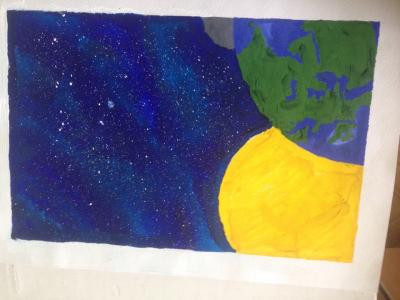 Картина. Автор: Артыкаев Идель Вадимович. Техника: акварель. Класс: 6 путешествия во вселенной