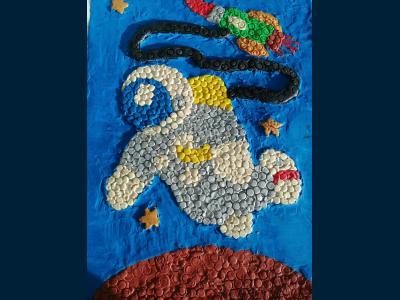 Картина. Автор: Кулбулдина Алия. Техника: другая. Класс: 7 человек в космосе