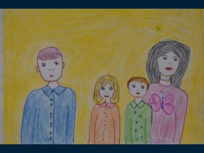 Картина. Автор: Мирсаяпова Маргарита. Техника: карандаш. Класс: 1 Моя семья
