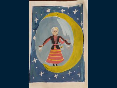 Картина. Автор: Хабипова Камила. Техника: гуашь. Класс: 1 Луна и Зухра