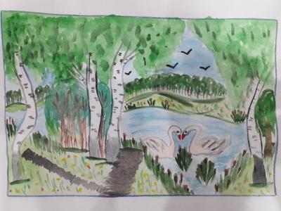 Картина. Автор: Фаррахова Сабина. Техника: акварель. Класс: 1 Цвети мой край родной, Башкортостан!