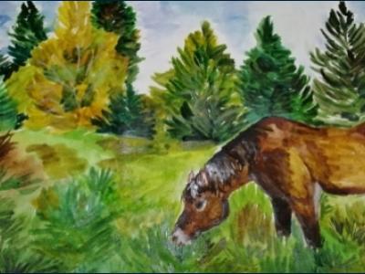 Картина. Автор: Хазов Кирилл. Техника: акварель. Класс: 1 Башкортостан моими глазами