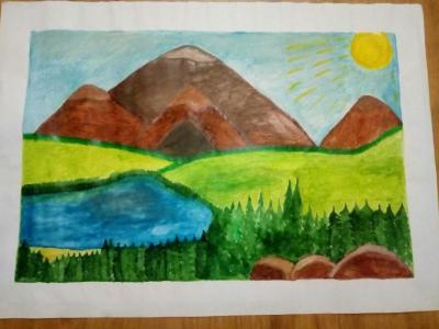 Картина. Автор: Морозов Семён. Техника: акварель. Класс: 1 Башкортостан - мой край родной