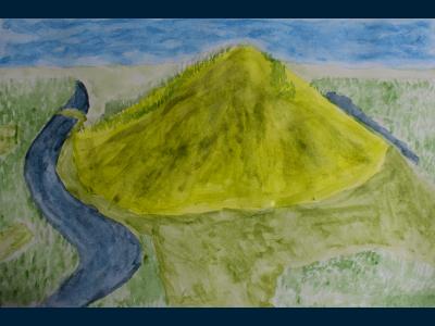 Картина. Автор: Якубовская Виолетта. Техника: акварель. Класс: 1 Гора Шихан. Сокровища Башкортостана