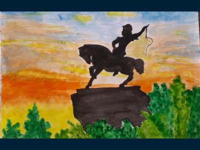 Картина. Автор: Шарапов Имиль. Техника: акварель. Класс: 1 Салават Юлаев