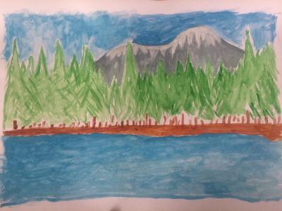 Картина. Автор: Газиуллина Кира. Техника: акварель. Класс: 1 «Я люблю Башкортостан»