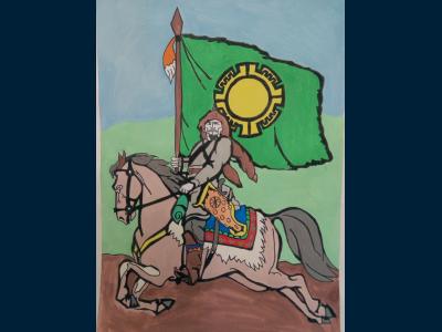 Картина. Автор: Ахметов Азамат. Техника: акварель. Класс: 2 Салават Батыр