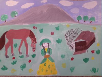 Картина. Автор: Гайнетдинова Адель. Техника: гуашь. Класс: 2 Мой Башкортостан