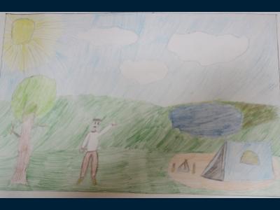 Картина. Автор: Логачёва Дарья. Техника: карандаш. Класс: 2 Поход