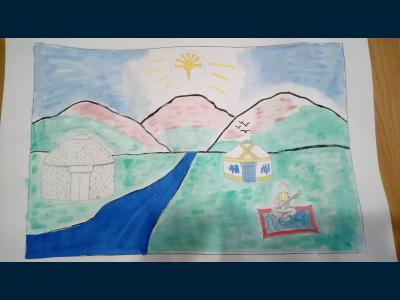 Картина. Автор: Шарафутдинов Динар. Техника: гуашь. Класс: 2 Башкортостан моими глазами