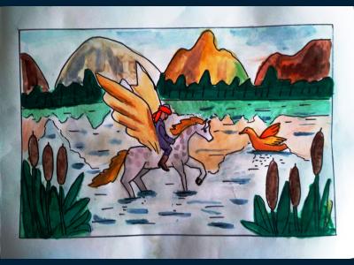 Картина. Автор: Седова Алиса. Техника: акварель. Класс: 2 Акбузат